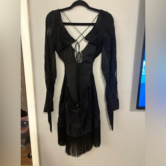 For Love and Lemons Aubrey Mini Dress in Black Size Medium NWT - Picture 10 of 11